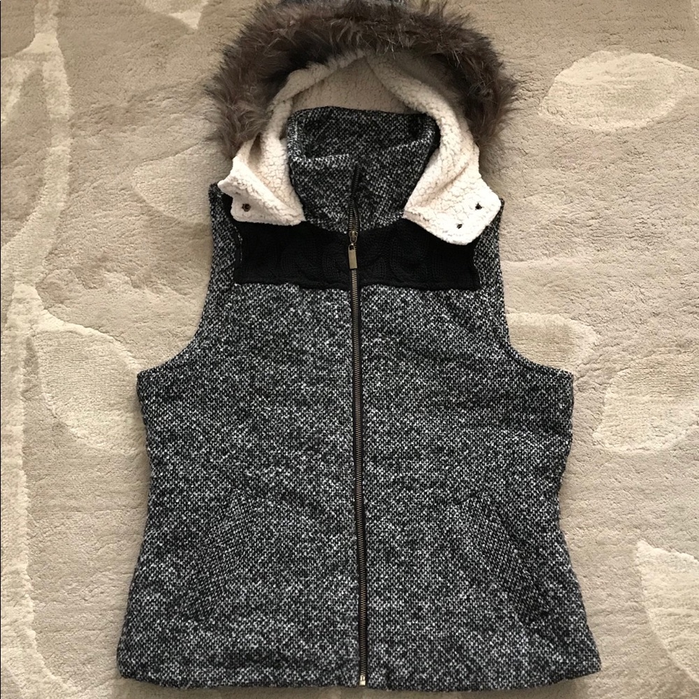 Mossimo Supply Co Faux Fur Trimmed, Hooded Vest